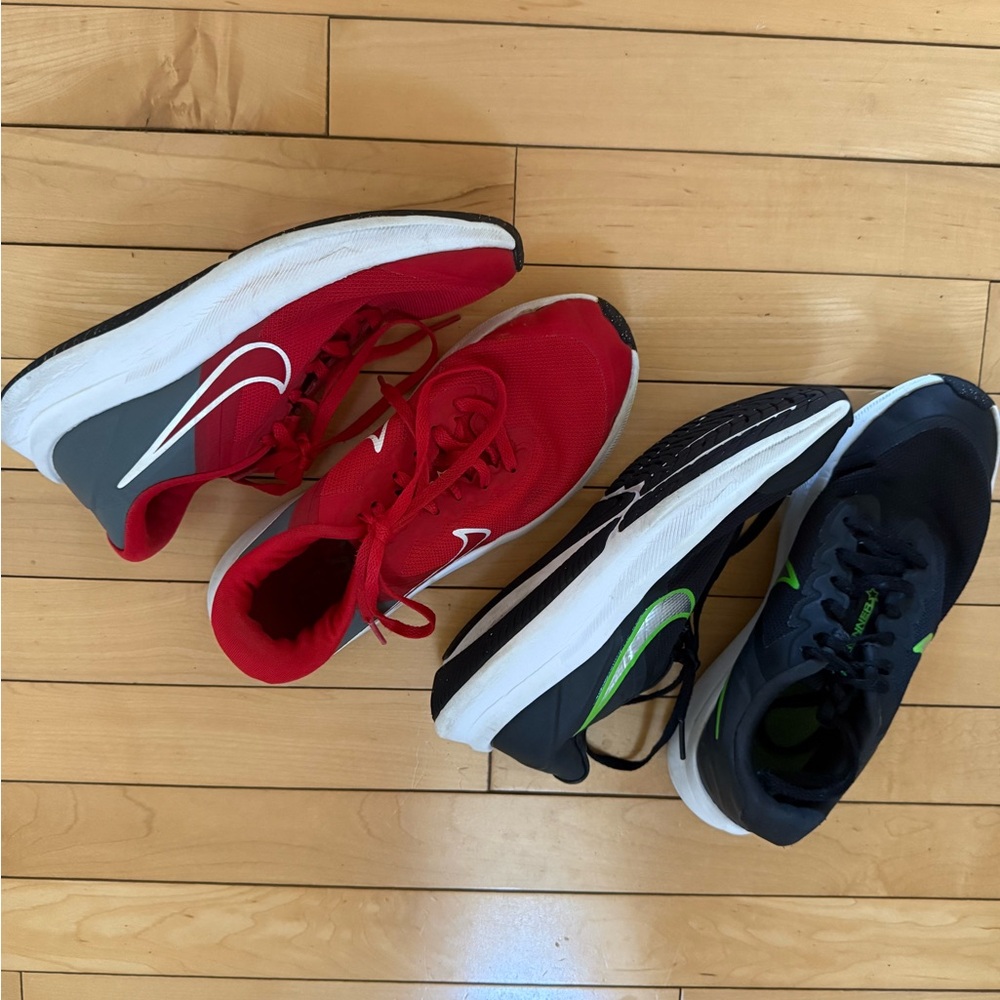 2 pairs size 4 Nike Running Shoes - Red & Black